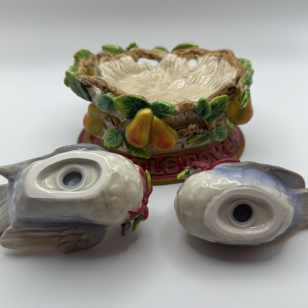 Fitz & Floyd Two Turtle Doves Salt And Pepper Shakers Christmas Holiday - Picture 8 of 12